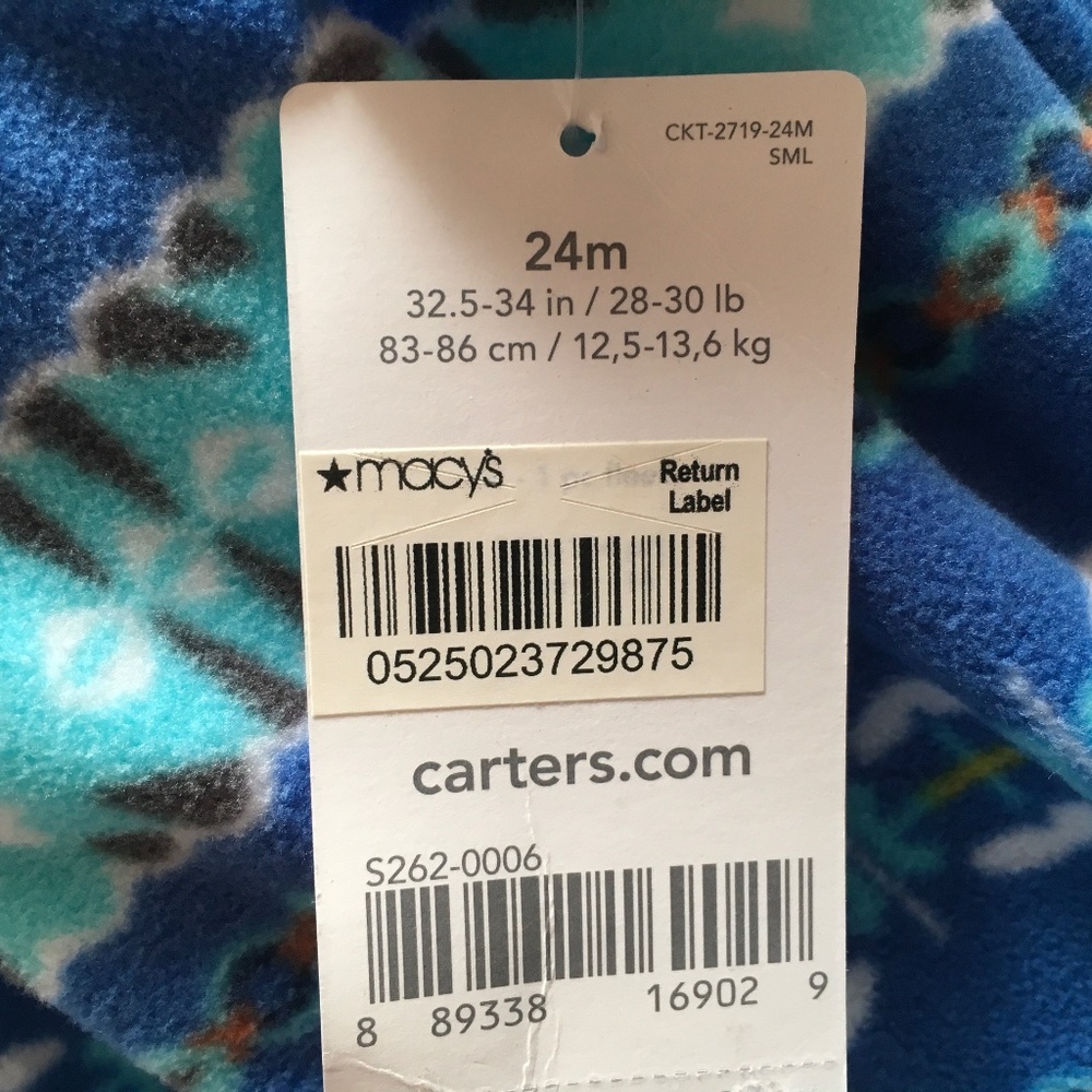 Carter’s Baby Boys 1-Piece Fleece Sleep&Plays size 18month, 24 month - Picture 6 of 6